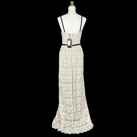 NWT ABS Allen Schwartz $659.00 boho metallic thread lace overlay full length - Picture 9 of 14